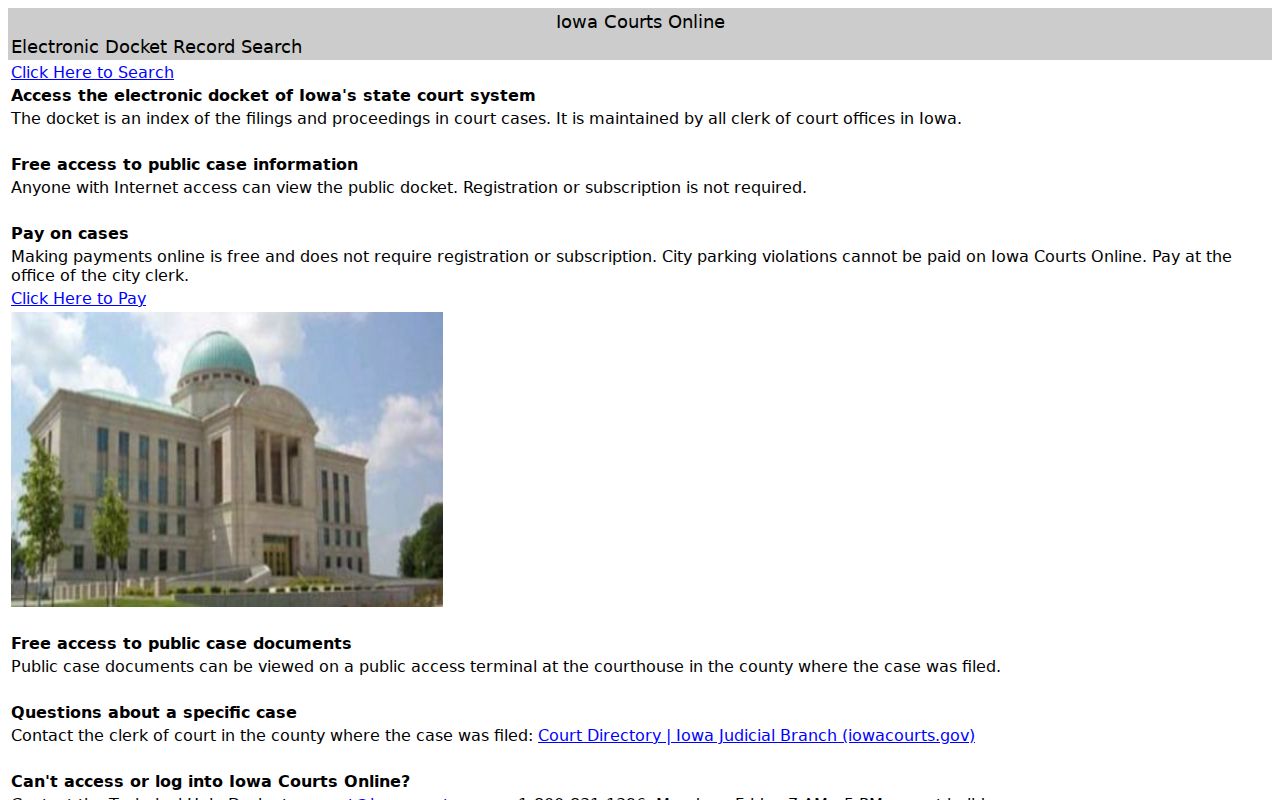 Iowa Courts Online search for Washington County criminal court cases