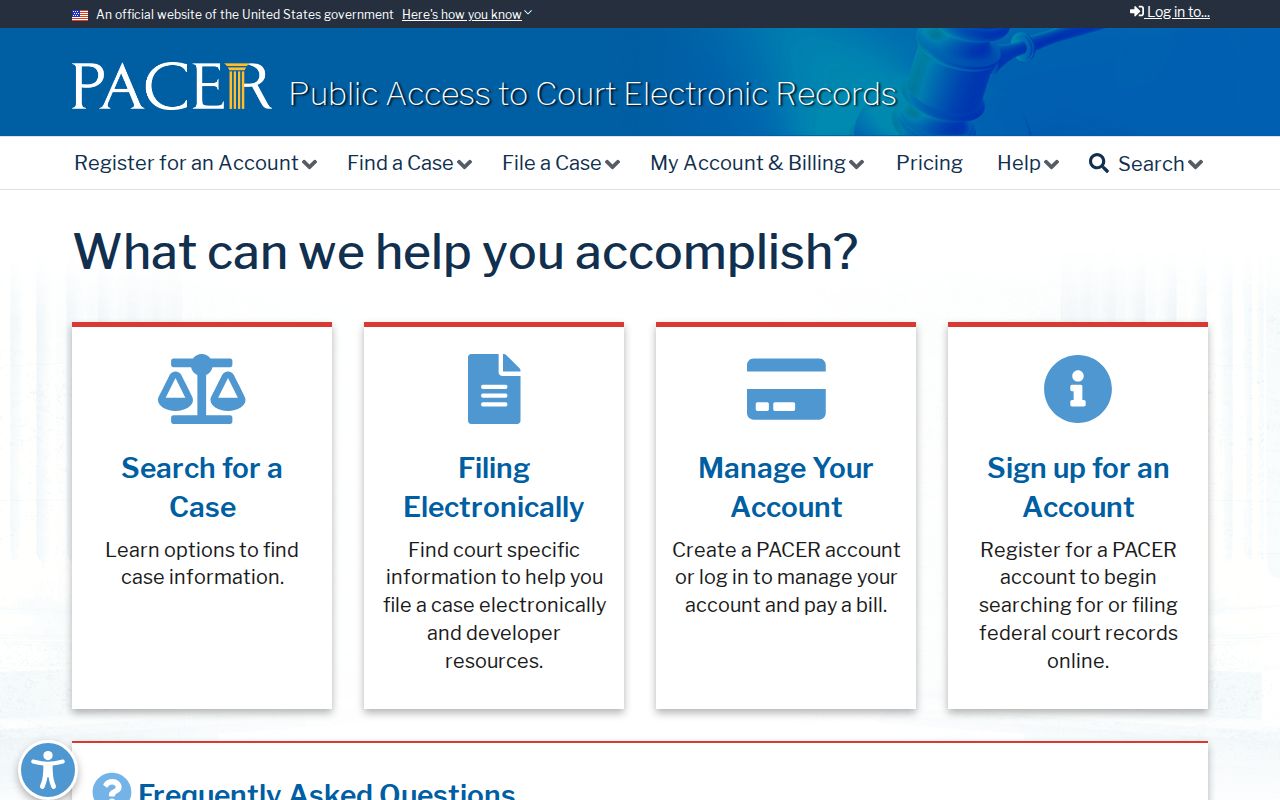 PACER access for federal criminal court cases from Washington County