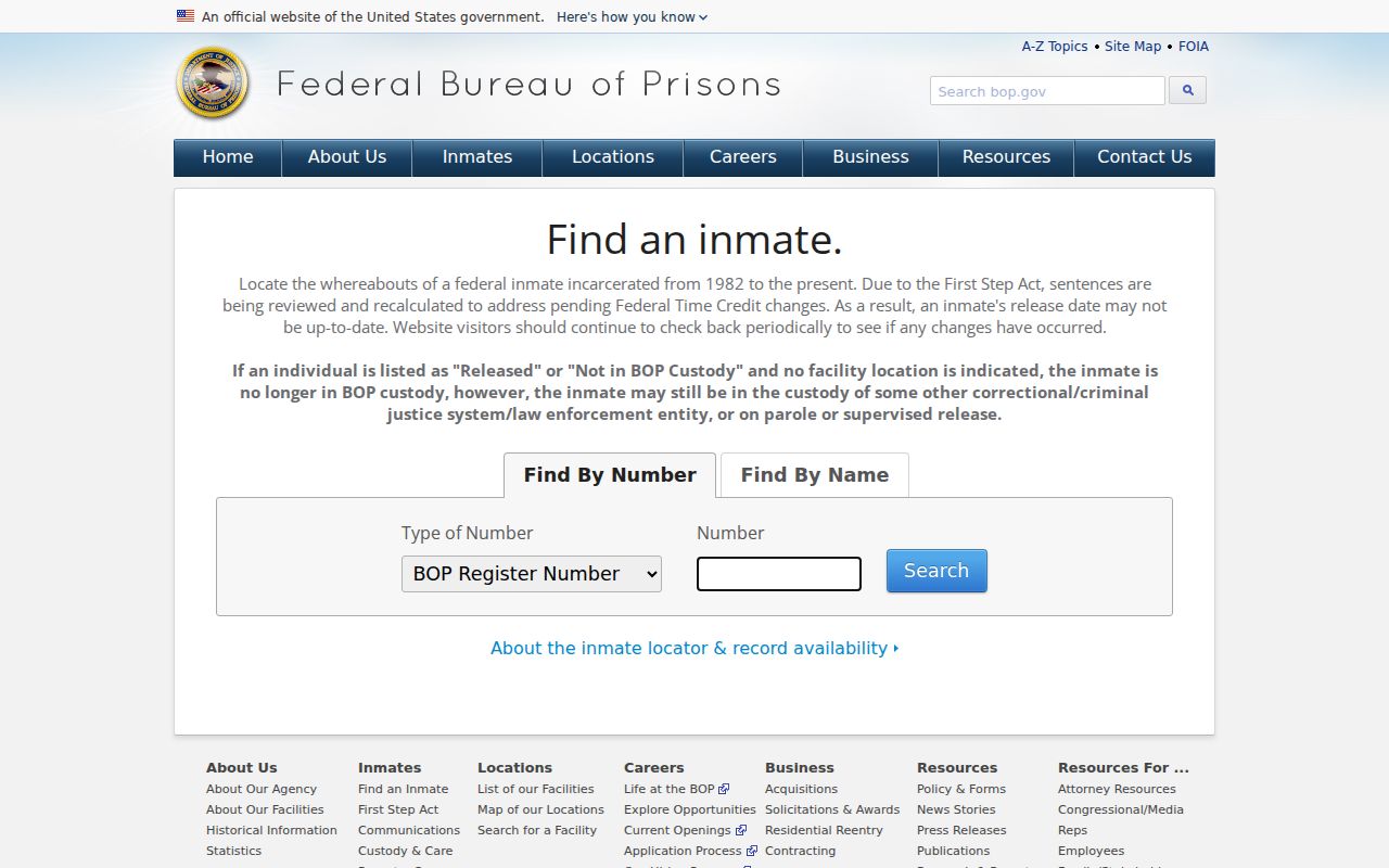 Federal BOP locator used beside Washington County registry research